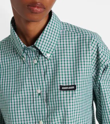 Miu Miu Checked cropped cotton shirt | Thumbnail 3 Miu Miu Checked cropped cotton shirt | Thumbnail 3