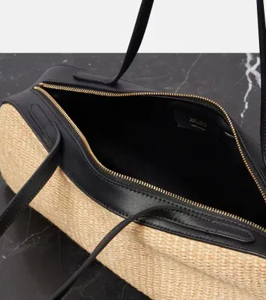 Khaite Simona leather-trimmed raffia shoulder bag | Thumbnail 2 Khaite Simona leather-trimmed raffia shoulder bag | Thumbnail 2