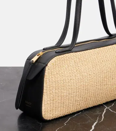 Khaite Simona leather-trimmed raffia shoulder bag | Thumbnail 4 Khaite Simona leather-trimmed raffia shoulder bag | Thumbnail 4
