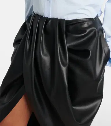 Stella McCartney Draped faux leather midi skirt | Thumbnail 4 Stella McCartney Draped faux leather midi skirt | Thumbnail 4