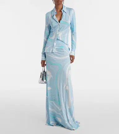 Pucci Marmo high-rise satin jersey maxi skirt | Thumbnail 3 Pucci Marmo high-rise satin jersey maxi skirt | Thumbnail 3