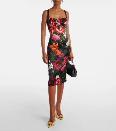 Dolce & Gabbana Floral satin midi dress | Thumbnail 2 Dolce & Gabbana Floral satin midi dress | Thumbnail 2