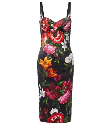 Dolce & Gabbana Floral satin midi dress | Thumbnail 1 Dolce & Gabbana Floral satin midi dress | Thumbnail 1