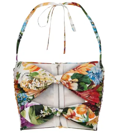 Dolce & Gabbana Cutout floral cotton crop top | Thumbnail 1 Dolce & Gabbana Cutout floral cotton crop top | Thumbnail 1