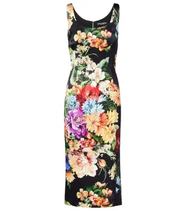 Dolce & Gabbana Floral satin midi dress | Thumbnail 1 Dolce & Gabbana Floral satin midi dress | Thumbnail 1