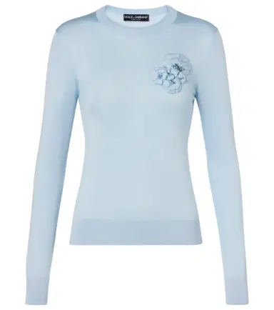 Dolce & Gabbana Floral-appliqué silk sweater | Thumbnail 1 Dolce & Gabbana Floral-appliqué silk sweater | Thumbnail 1