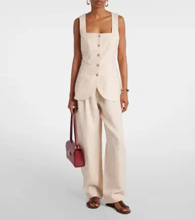 Posse Lucille pinstripe linen vest | Thumbnail 2 Posse Lucille pinstripe linen vest | Thumbnail 2