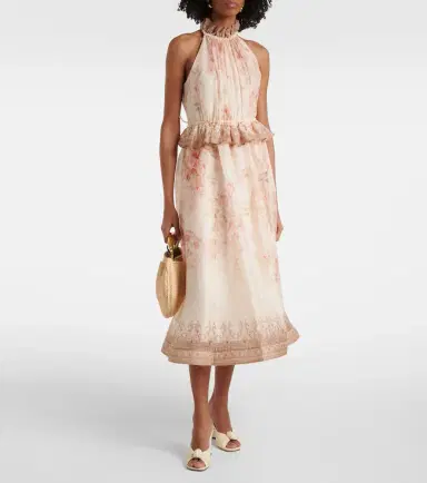 Zimmermann Illuminate floral linen and silk midi dress | Thumbnail 2 Zimmermann Illuminate floral linen and silk midi dress | Thumbnail 2