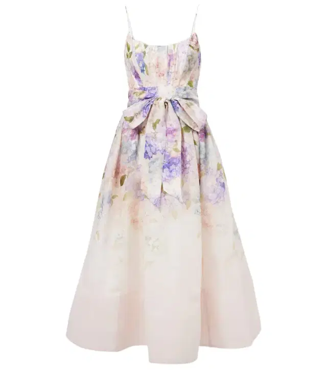 Dawning floral silk and linen corset dress Dawning floral silk and linen corset dress