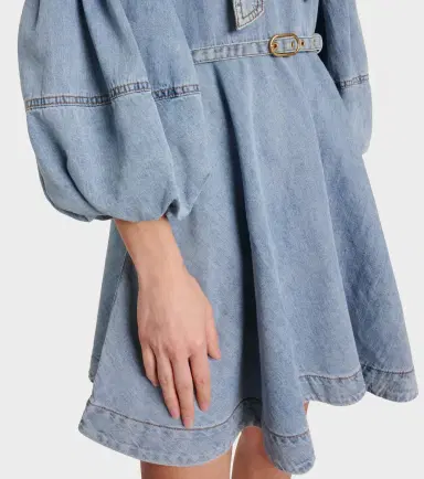 Zimmermann Tie-neck puff-sleeve denim minidress | Thumbnail 5 Zimmermann Tie-neck puff-sleeve denim minidress | Thumbnail 5
