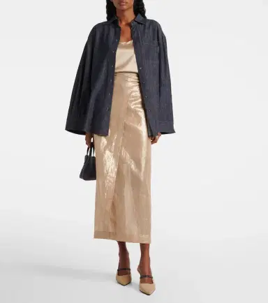 Brunello Cucinelli Coated cotton wrap skirt | Thumbnail 2 Brunello Cucinelli Coated cotton wrap skirt | Thumbnail 2