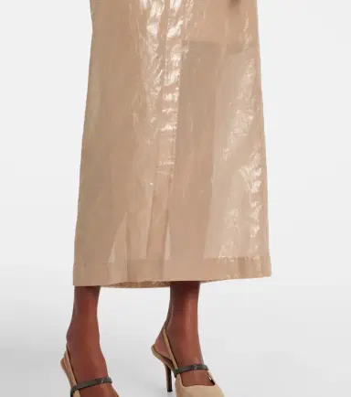 Brunello Cucinelli Coated cotton wrap skirt | Thumbnail 4 Brunello Cucinelli Coated cotton wrap skirt | Thumbnail 4