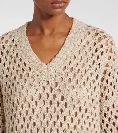 Brunello Cucinelli Sequined silk and linen-blend sweater | Thumbnail 6 Brunello Cucinelli Sequined silk and linen-blend sweater | Thumbnail 6