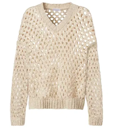 Brunello Cucinelli Sequined silk and linen-blend sweater | Thumbnail 1 Brunello Cucinelli Sequined silk and linen-blend sweater | Thumbnail 1