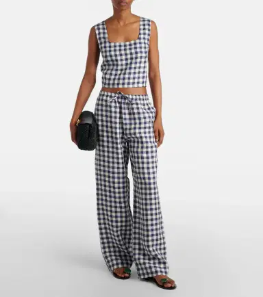 ASCENO Aurelia gingham linen wide-leg pants | Thumbnail 4 ASCENO Aurelia gingham linen wide-leg pants | Thumbnail 4
