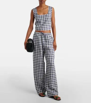 ASCENO Cozumel gingham linen crop top | Thumbnail 4 ASCENO Cozumel gingham linen crop top | Thumbnail 4