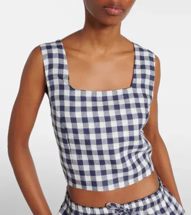 ASCENO Cozumel gingham linen crop top | Thumbnail 5 ASCENO Cozumel gingham linen crop top | Thumbnail 5