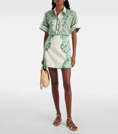 Alemais Alémais Olive printed linen and cotton miniskirt | Thumbnail 3 Alemais Alémais Olive printed linen and cotton miniskirt | Thumbnail 3