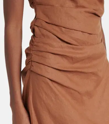 SIR Asymmetric ruched linen midi skirt | Thumbnail 2 SIR Asymmetric ruched linen midi skirt | Thumbnail 2