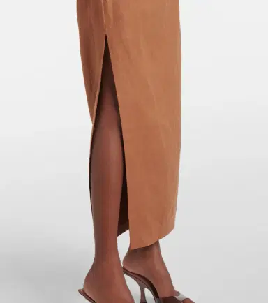 SIR Asymmetric ruched linen midi skirt | Thumbnail 3 SIR Asymmetric ruched linen midi skirt | Thumbnail 3