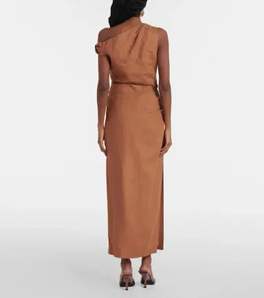 SIR Asymmetric ruched linen midi skirt | Thumbnail 5 SIR Asymmetric ruched linen midi skirt | Thumbnail 5