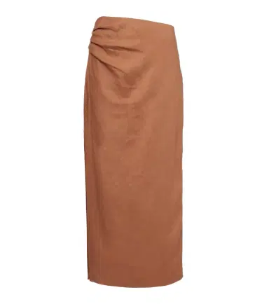 SIR Asymmetric ruched linen midi skirt | Thumbnail 1 SIR Asymmetric ruched linen midi skirt | Thumbnail 1