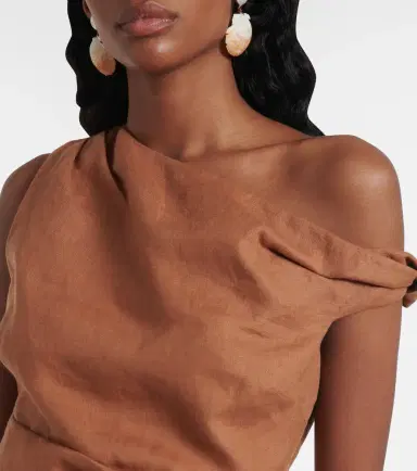 SIR Asymmetric draped linen top | Thumbnail 2 SIR Asymmetric draped linen top | Thumbnail 2