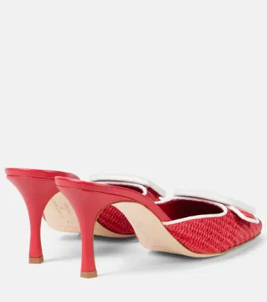 Manolo Blahnik Maysale 70 leather-trimmed raffia mules | Thumbnail 3 Manolo Blahnik Maysale 70 leather-trimmed raffia mules | Thumbnail 3