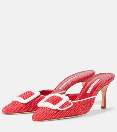 Manolo Blahnik Maysale 70 leather-trimmed raffia mules | Thumbnail 4 Manolo Blahnik Maysale 70 leather-trimmed raffia mules | Thumbnail 4