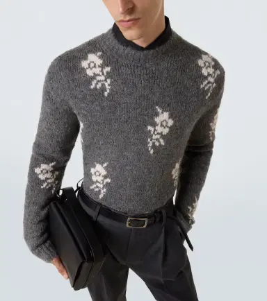 Jil Sander Floral intarsia alpaca and wool-blend sweater | Thumbnail 2 Jil Sander Floral intarsia alpaca and wool-blend sweater | Thumbnail 2