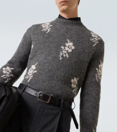 Jil Sander Floral intarsia alpaca and wool-blend sweater | Thumbnail 3 Jil Sander Floral intarsia alpaca and wool-blend sweater | Thumbnail 3