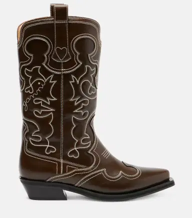Ganni Mid Shaft embroidered cowboy boots | Thumbnail 4 Ganni Mid Shaft embroidered cowboy boots | Thumbnail 4