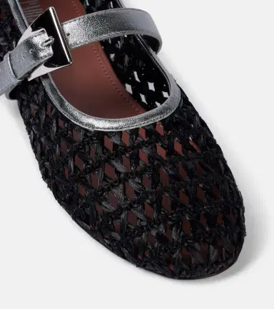 Paris Texas Sveva buckle-detail raffia ballet flats | Thumbnail 3 Paris Texas Sveva buckle-detail raffia ballet flats | Thumbnail 3