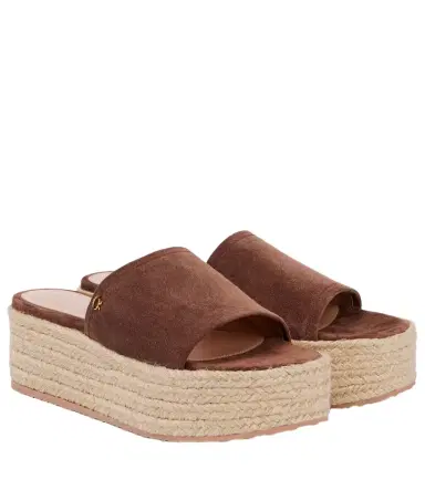 Gianvito Rossi Suede platform espadrille slides | Thumbnail 1 Gianvito Rossi Suede platform espadrille slides | Thumbnail 1