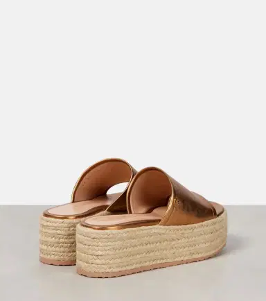 Gianvito Rossi Metallic leather espadrille slides | Thumbnail 3 Gianvito Rossi Metallic leather espadrille slides | Thumbnail 3