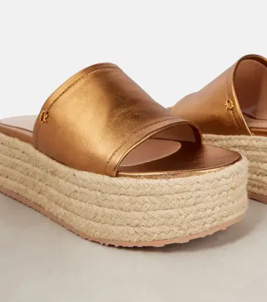 Gianvito Rossi Metallic leather espadrille slides | Thumbnail 5 Gianvito Rossi Metallic leather espadrille slides | Thumbnail 5