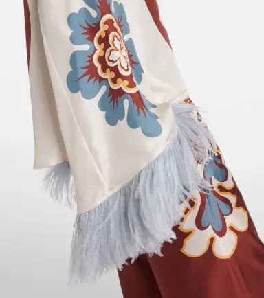 La DoubleJ Make An Exit feather-trimmed silk top | Thumbnail 2 La DoubleJ Make An Exit feather-trimmed silk top | Thumbnail 2