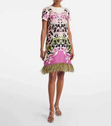 La DoubleJ Mini Swing feather-trimmed silk minidress | Thumbnail 3 La DoubleJ Mini Swing feather-trimmed silk minidress | Thumbnail 3