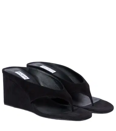 Alaïa Alaïa Cube 75 suede wedge thong sandals | Thumbnail 1 Alaïa Alaïa Cube 75 suede wedge thong sandals | Thumbnail 1