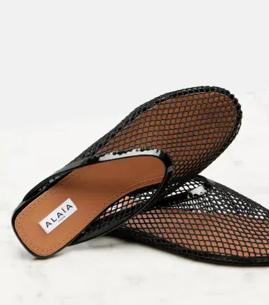 Alaïa Alaïa Patent leather-trimmed fishnet mules | Thumbnail 4 Alaïa Alaïa Patent leather-trimmed fishnet mules | Thumbnail 4