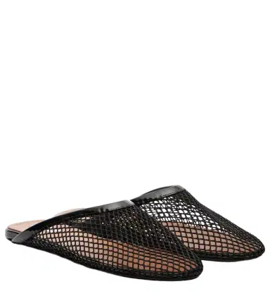 Alaïa Alaïa Patent leather-trimmed fishnet mules | Thumbnail 1 Alaïa Alaïa Patent leather-trimmed fishnet mules | Thumbnail 1