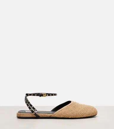 Alaïa Alaïa Leather-trimmed raffia flats | Thumbnail 3 Alaïa Alaïa Leather-trimmed raffia flats | Thumbnail 3