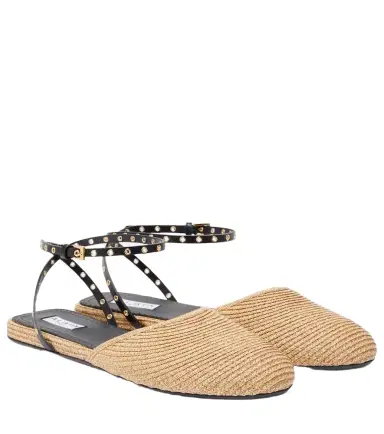 Alaïa Alaïa Leather-trimmed raffia flats | Thumbnail 1 Alaïa Alaïa Leather-trimmed raffia flats | Thumbnail 1
