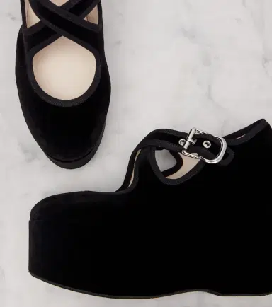 Alaïa Alaïa Criss Cross 110 velvet wedges | Thumbnail 2 Alaïa Alaïa Criss Cross 110 velvet wedges | Thumbnail 2