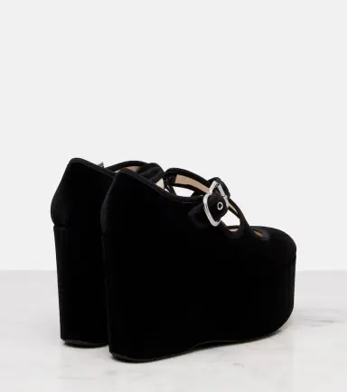 Alaïa Alaïa Criss Cross 110 velvet wedges | Thumbnail 3 Alaïa Alaïa Criss Cross 110 velvet wedges | Thumbnail 3