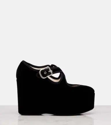 Alaïa Alaïa Criss Cross 110 velvet wedges | Thumbnail 4 Alaïa Alaïa Criss Cross 110 velvet wedges | Thumbnail 4