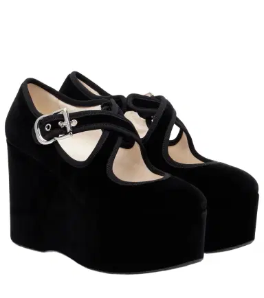 Alaïa Alaïa Criss Cross 110 velvet wedges | Thumbnail 1 Alaïa Alaïa Criss Cross 110 velvet wedges | Thumbnail 1