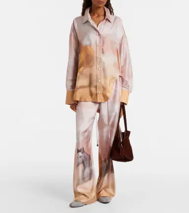 The Attico Printed silk twill palazzo pants | Thumbnail 6 The Attico Printed silk twill palazzo pants | Thumbnail 6