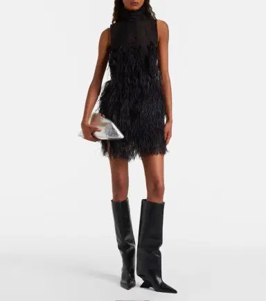 The Attico Feather-trimmed embroidered minidress | Thumbnail 2 The Attico Feather-trimmed embroidered minidress | Thumbnail 2