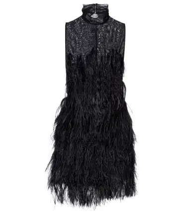 The Attico Feather-trimmed embroidered minidress | Thumbnail 1 The Attico Feather-trimmed embroidered minidress | Thumbnail 1